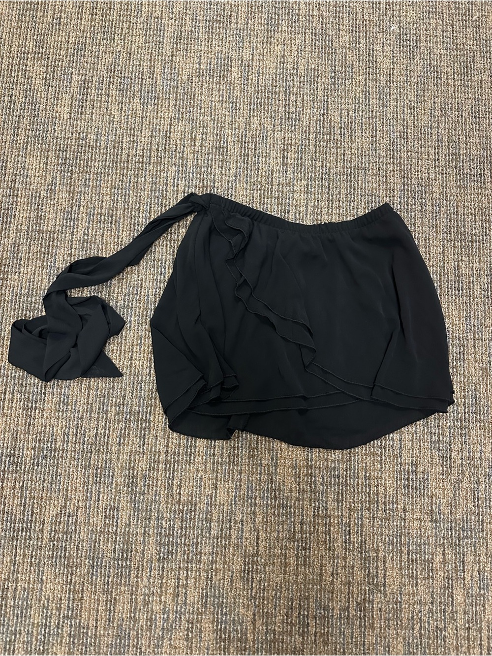 Black Ruffled Wrap Mini Skirt
